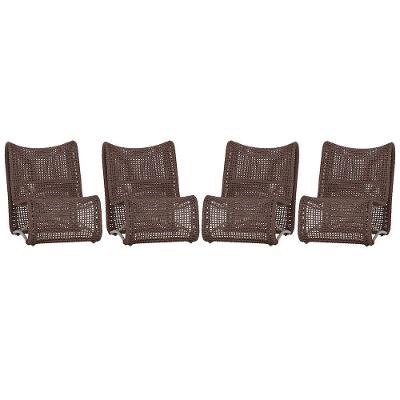 4 Poltronas Texas Em Alumínio Fendi Corda Náutica Trama Marrom
