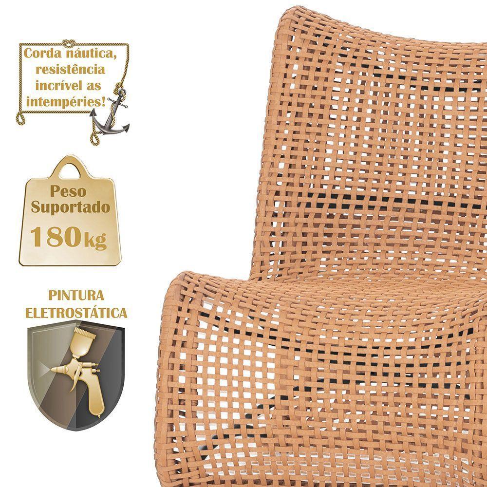 1 Poltrona E Mesa Texas Alumínio Preto Corda Náutica Trama Terra Cota - 4