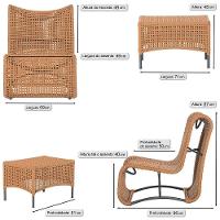 1 Poltrona E Mesa Texas Alumínio Preto Corda Náutica Trama Terra Cota - 2
