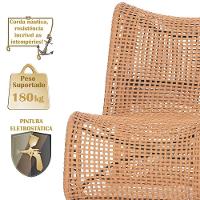 1 Poltrona E Mesa Texas Alumínio Preto Corda Náutica Trama Terra Cota