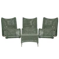 3 Poltronas E Mesa Texas Alumínio Fendi Corda Náutica Trama Verde - 1