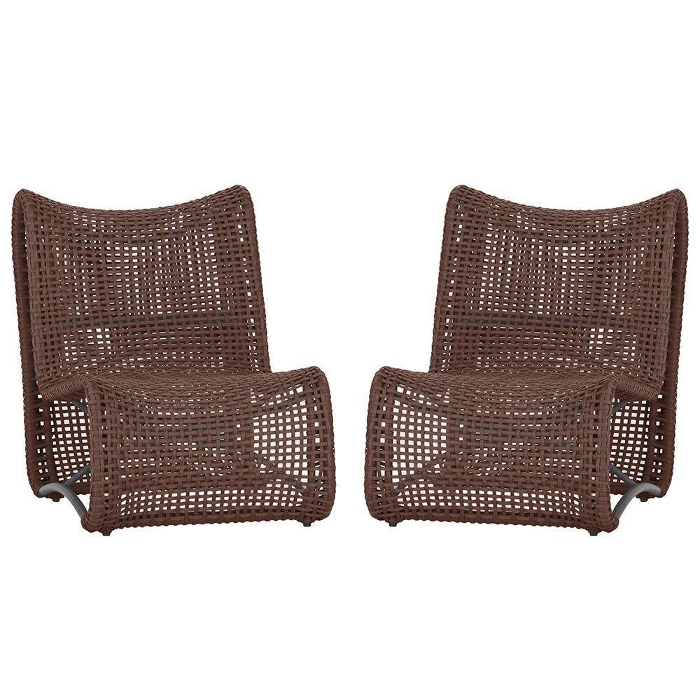 2 Poltronas Texas Em Alumínio Preto Corda Náutica Trama Marrom - 1