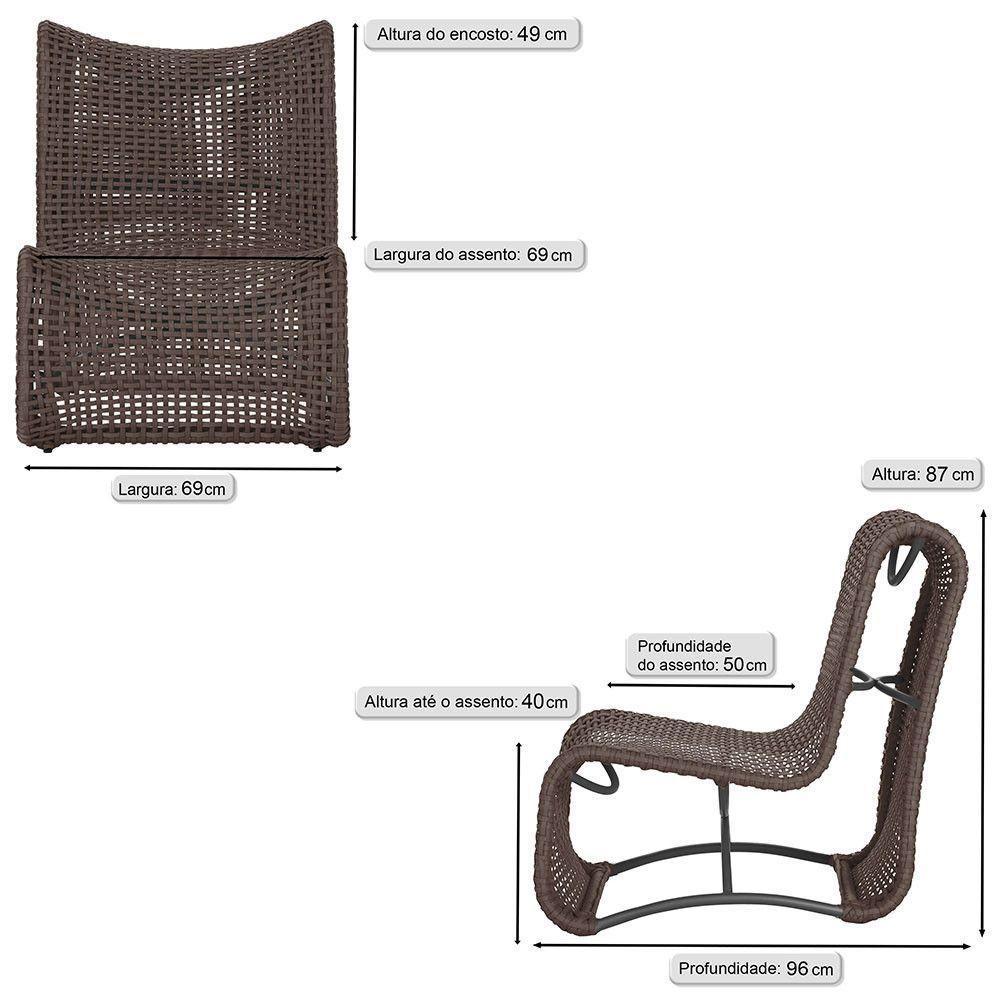 2 Poltronas Texas Em Alumínio Preto Corda Náutica Trama Marrom - 2