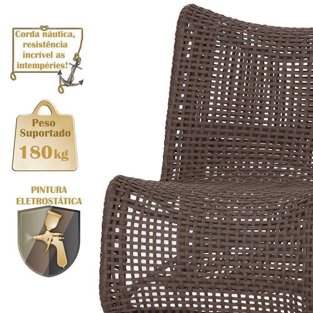 2 Poltronas Texas Em Alumínio Preto Corda Náutica Trama Marrom - 4