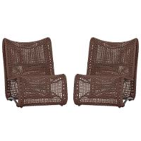 2 Poltronas Texas Em Alumínio Preto Corda Náutica Trama Marrom - 1