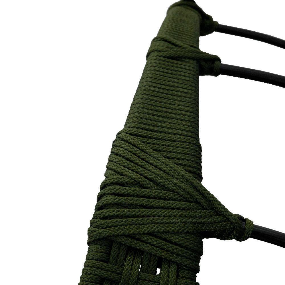 Cadeira Balanço Ninho Suspenso Em Corda Náutica Luxo Com Suporte Verde-branco - 2