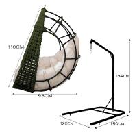 Cadeira Balanço Ninho Suspenso Em Corda Náutica Luxo Com Suporte Verde-branco - 6