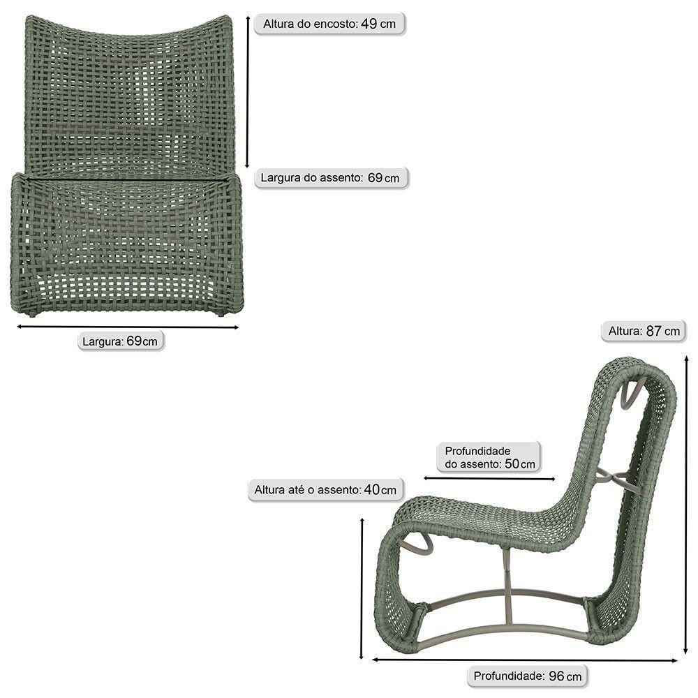 3 Poltronas Texas Em Alumínio Fendi Corda Náutica Trama Verde - 2