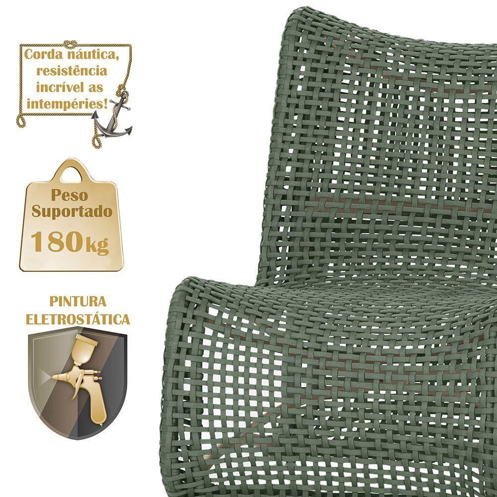 3 Poltronas Texas Em Alumínio Fendi Corda Náutica Trama Verde - 4