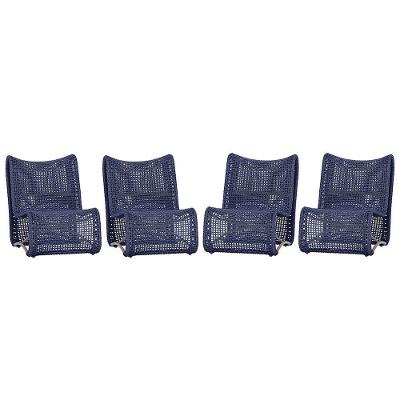 4 Poltronas Texas Em Alumínio Fendi Corda Náutica Trama Azul