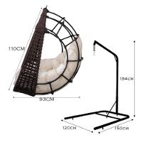 Cadeira Balanço Ninho Suspenso Em Corda Náutica Luxo Com Suporte Marrom-branco