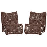 2 Poltronas Texas Em Alumínio Marrom Corda Náutica Trama Marrom - 1