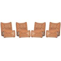 4 Poltronas Texas Em Alumínio Marrom Corda Náutica Trama Terra Cota - 1