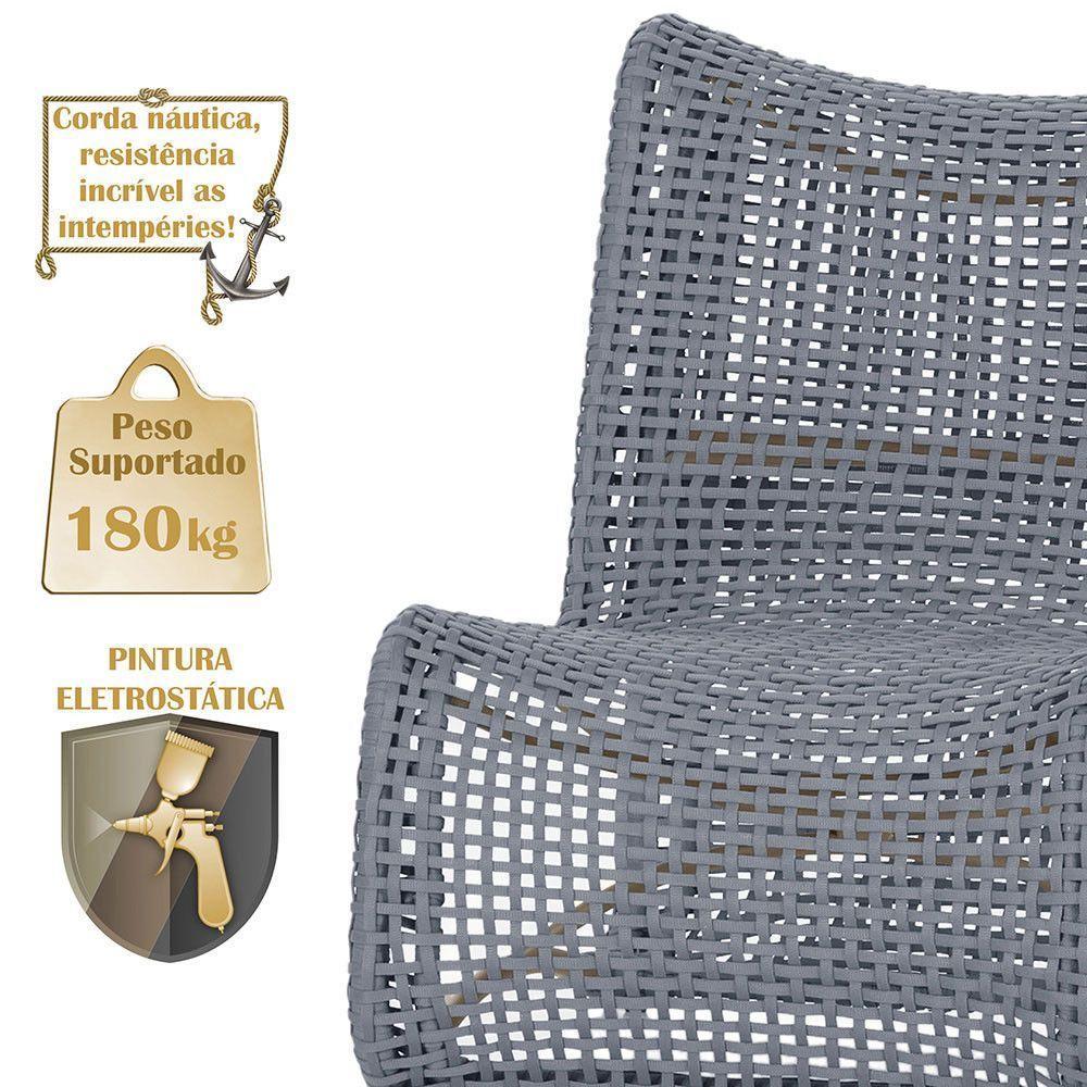 3 Poltronas E Mesa Texas Alumínio Fendi Corda Náutica Trama Prata - 4