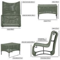 1 Poltrona E Mesa Texas Alumínio Preto Corda Náutica Trama Verde - 2