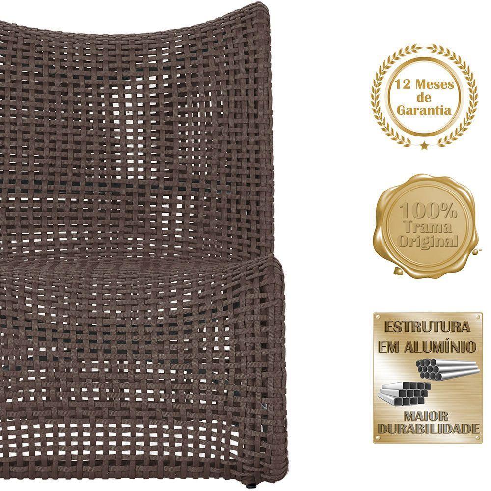 3 Poltronas E Mesa Texas Alumínio Preto Corda Náutica Trama Marrom - 3