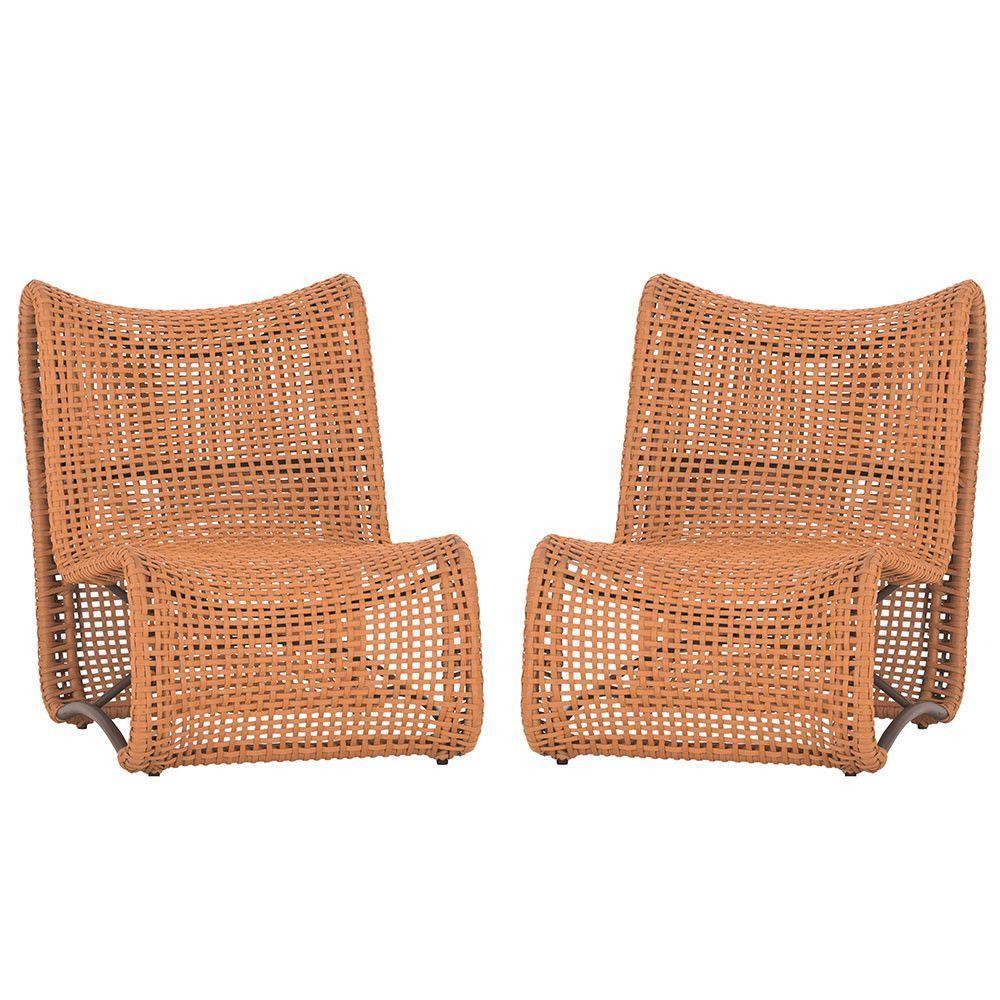 2 Poltronas Texas Em Alumínio Marrom Corda Náutica Trama Terra Cota - 1