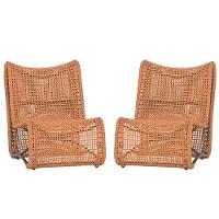 2 Poltronas Texas Em Alumínio Marrom Corda Náutica Trama Terra Cota - 1
