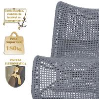 1 Poltrona E Mesa Texas Alumínio Preto Corda Náutica Trama Prata