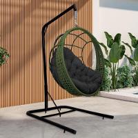 Cadeira Balanço Ninho Suspenso Em Corda Náutica Luxo Com Suporte Verde-preto - 1