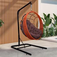 Cadeira Balanço Ninho Suspenso Em Corda Náutica Luxo Com Suporte Ocre-marrom - 1