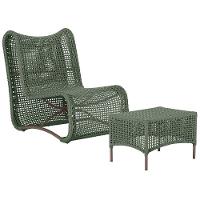 1 Poltrona E Mesa Texas Alumínio Marrom Corda Náutica Trama Verde - 1