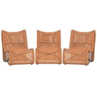 3 Poltronas Texas Em Alumínio Preto Corda Náutica Trama Terra Cota - 1