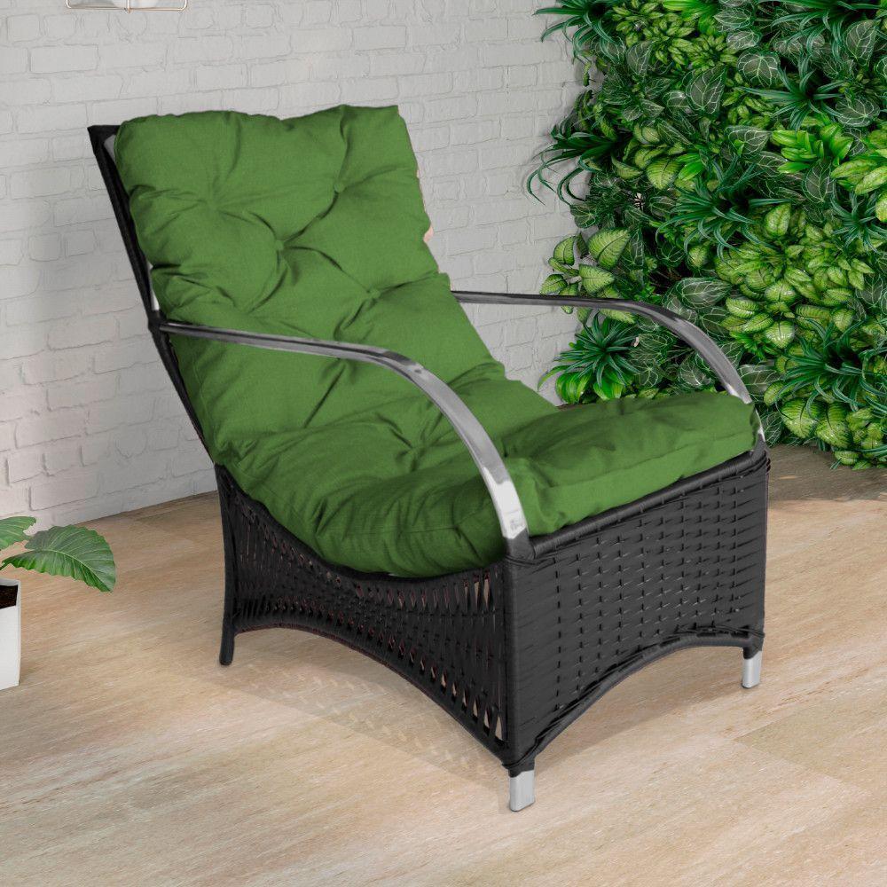 Poltrona Roma Para área Externa De Alumínio E Fibra Sintética Preto-verde - 1