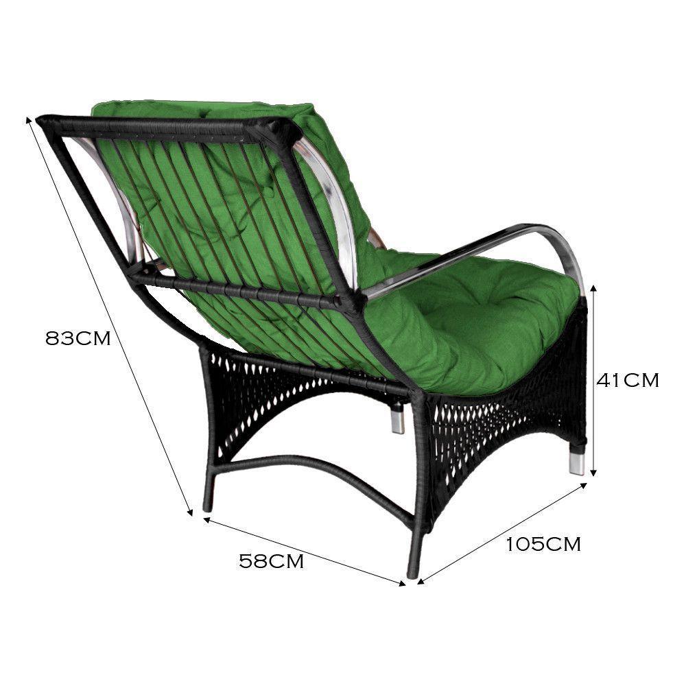 Poltrona Roma Para área Externa De Alumínio E Fibra Sintética Preto-verde - 2