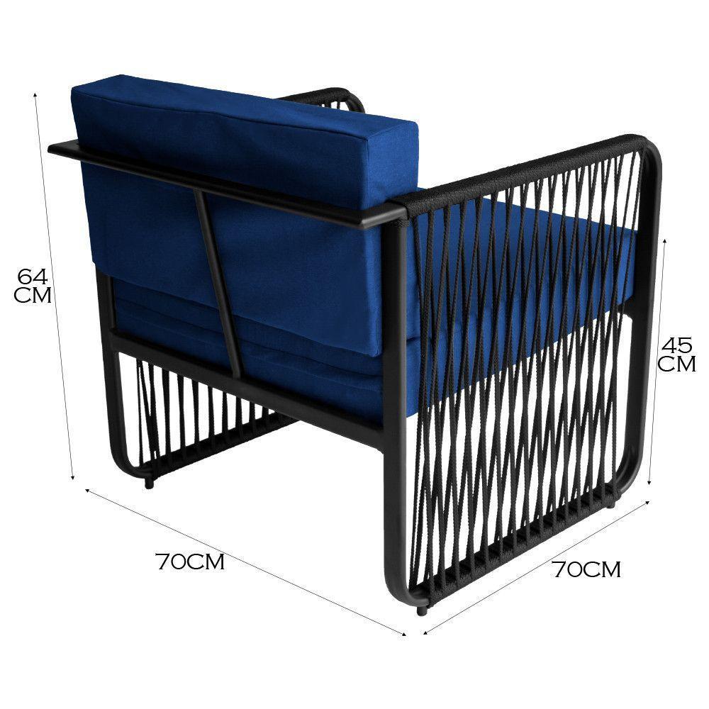 Poltrona Para área Externa Santiago Alumínio E Corda Náutica Preto-azul - 2