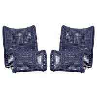 2 Poltronas Texas Em Alumínio Fendi Corda Náutica Trama Azul - 1