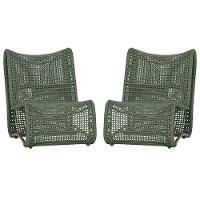 2 Poltronas Texas Em Alumínio Marrom Corda Náutica Trama Verde - 1