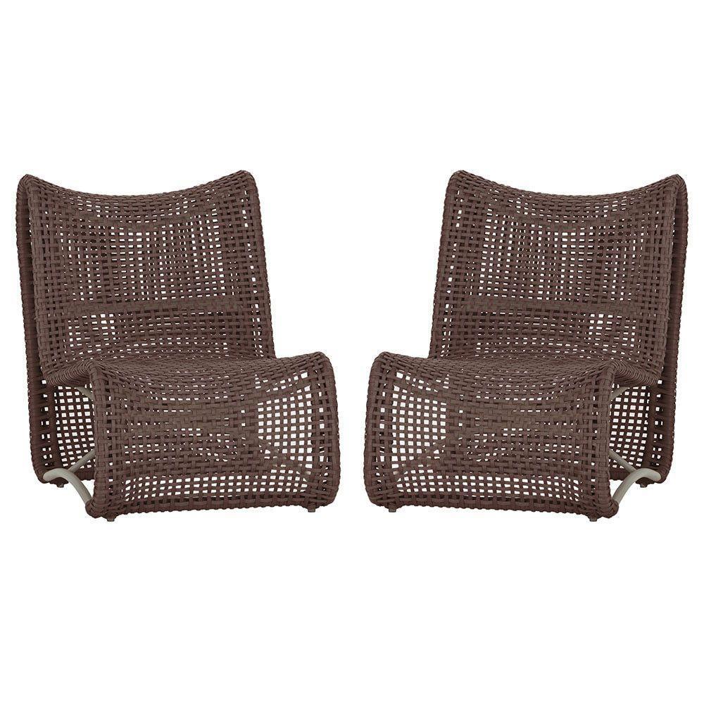 2 Poltronas Texas Em Alumínio Fendi Corda Náutica Trama Marrom - 1