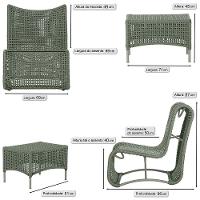2 Poltronas E Mesa Texas Alumínio Fendi Corda Náutica Trama Verde - 2