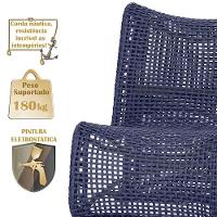 2 Poltronas Texas Em Alumínio Preto Corda Náutica Trama Azul - 2