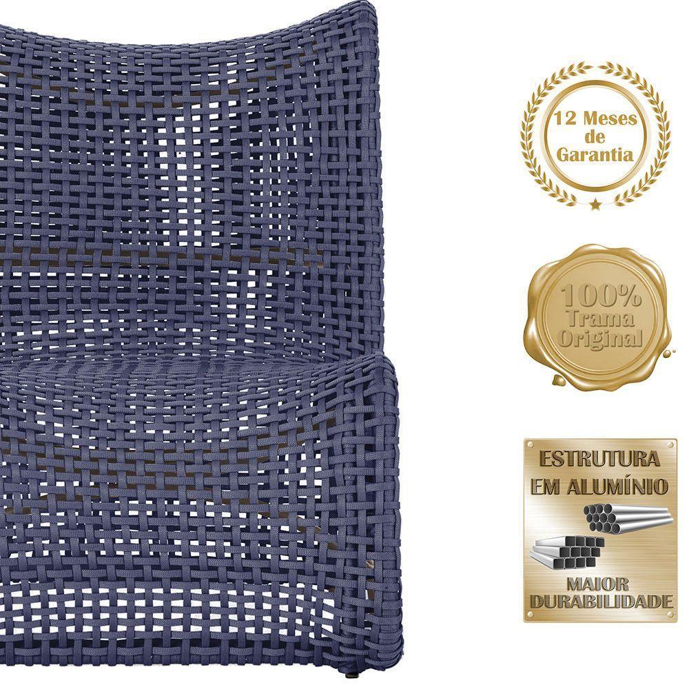 1 Poltrona E Mesa Texas Alumínio Marrom Corda Náutica Trama Azul - 3