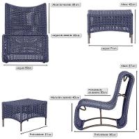 1 Poltrona E Mesa Texas Alumínio Marrom Corda Náutica Trama Azul - 2