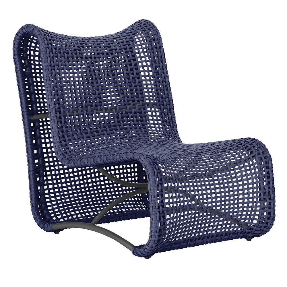 Poltrona Texas Alumínio Preto Corda Náutica Trama Original Azul - 1