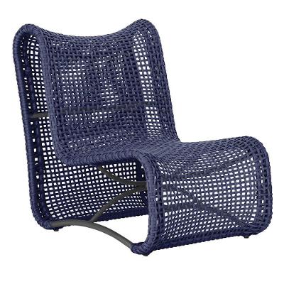 Poltrona Texas Alumínio Preto Corda Náutica Azul Trama Original