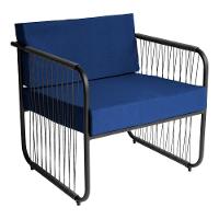 Poltrona área Externa Córdova Aço Carbono E Fibra Sintética Preto-azul - 1