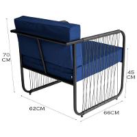 Poltrona área Externa Córdova Aço Carbono E Fibra Sintética Preto-azul