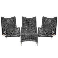 3 Poltronas E Mesa Texas Alumínio Fendi Corda Náutica Trama Preto - 1