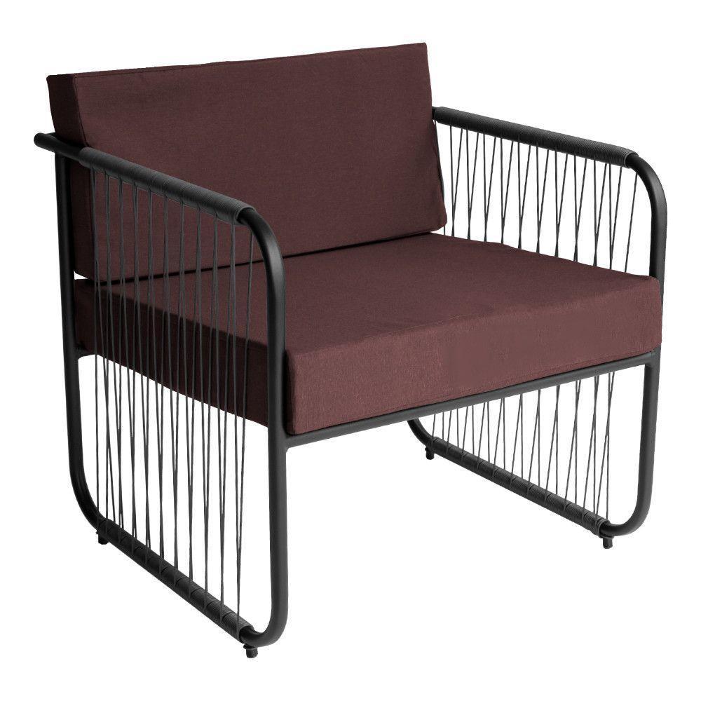 Poltrona área Externa Córdova Aço Carbono E Fibra Sintética Preto-marrom - 1