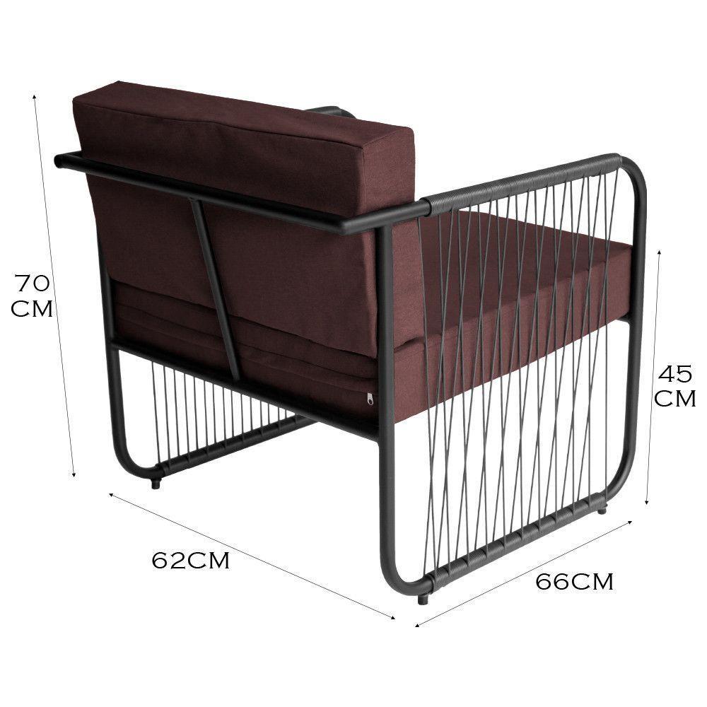 Poltrona área Externa Córdova Aço Carbono E Fibra Sintética Preto-marrom - 3