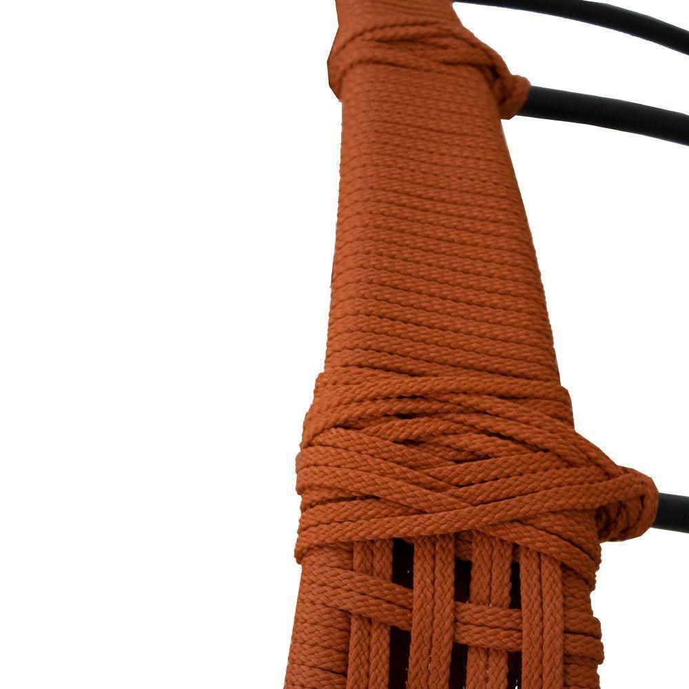 Cadeira Balanço Ninho Suspenso Em Corda Náutica Luxo Com Suporte Ocre-azul - 5