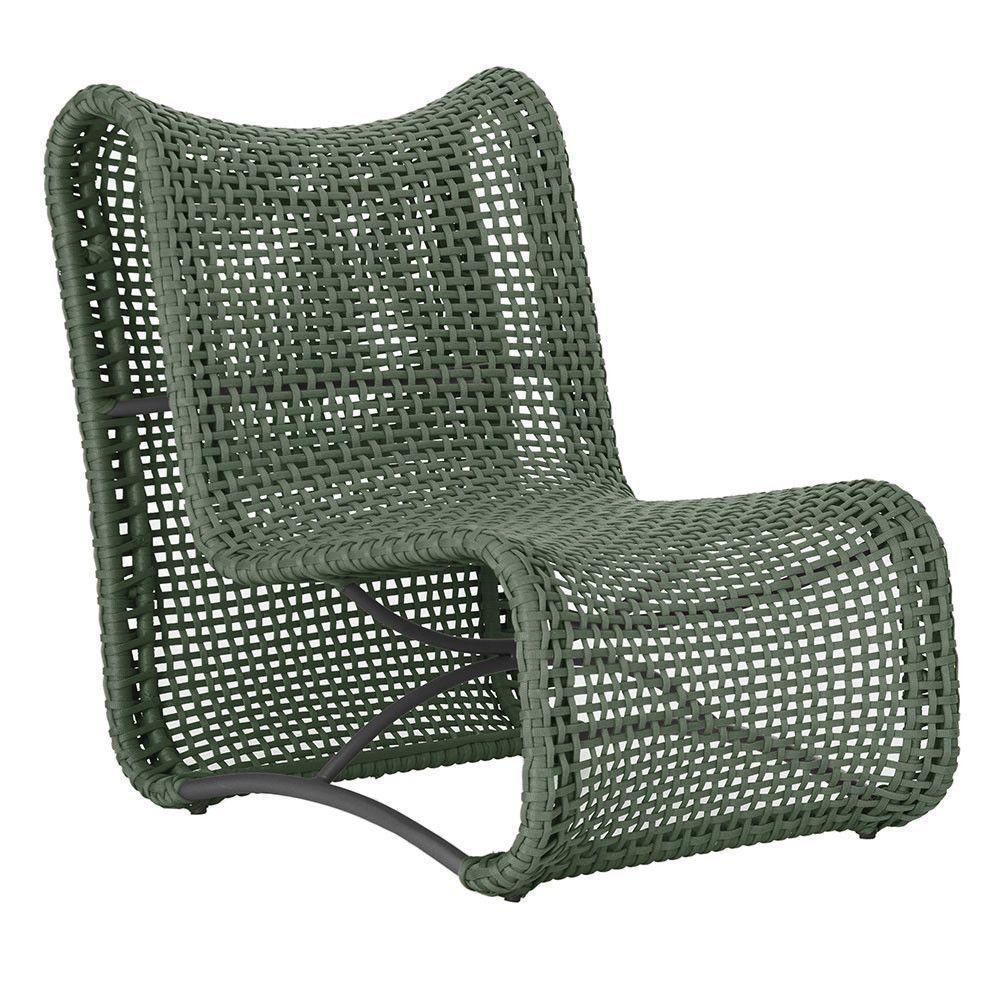 Poltrona Texas Alumínio Preto Corda Náutica Trama Original Verde - 1