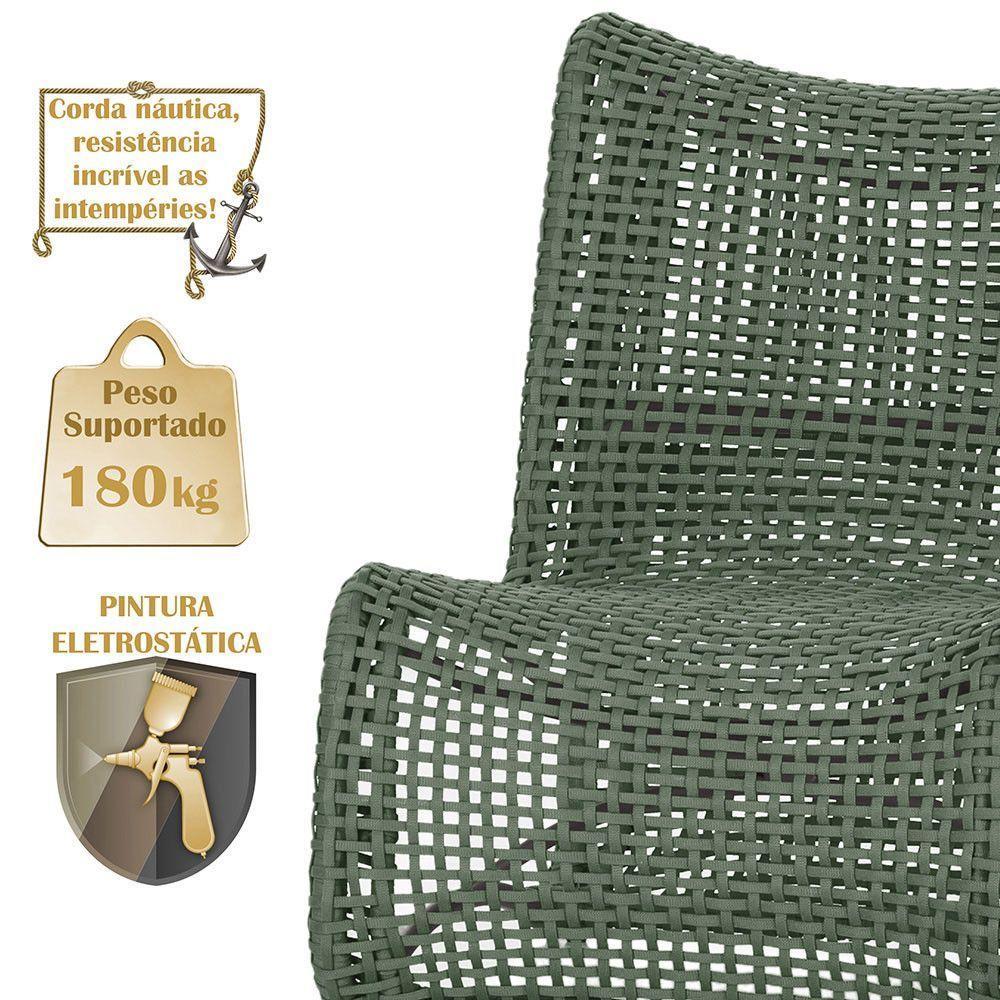 Poltrona Texas Alumínio Preto Corda Náutica Trama Original Verde - 4