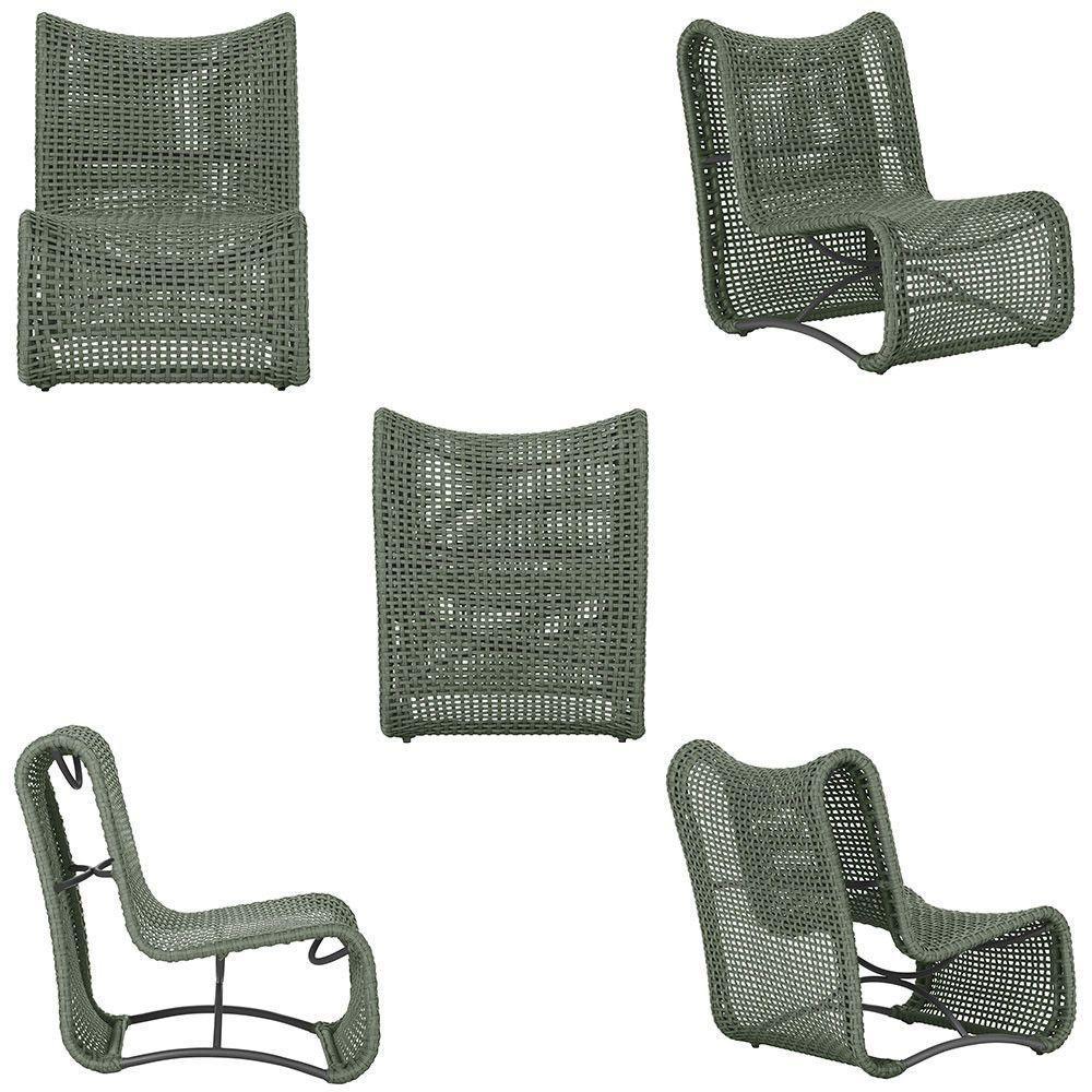 Poltrona Texas Alumínio Preto Corda Náutica Trama Original Verde - 5