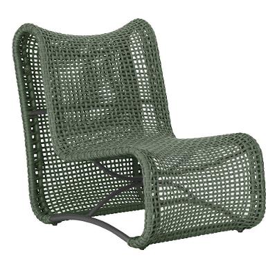 Poltrona Texas Alumínio Preto Corda Náutica Trama Original Verde
