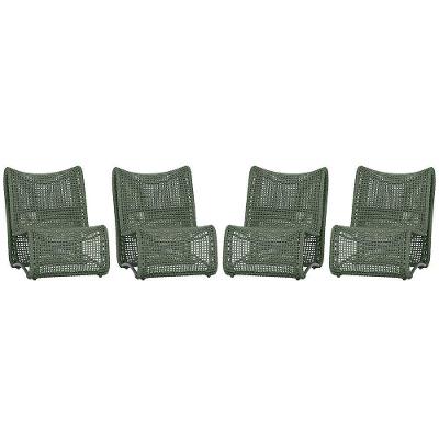 Kit 4 Poltronas Texas Em Alumínio Corda Náutica Preto Verde Trama Original